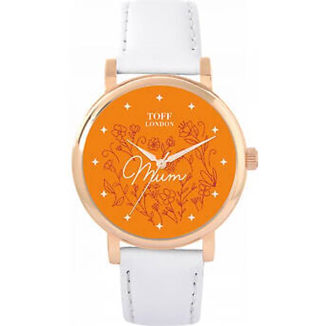Toff london tlws-30838 ladies orange flowers mum watch