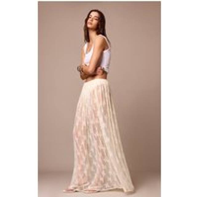 Almond Sheer Lace Maxi Skirt, Almond - 8