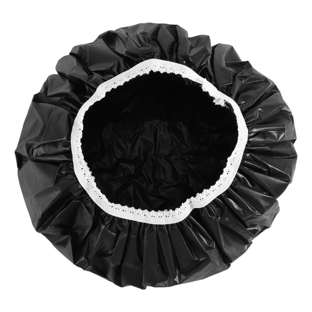 1Pcs Household Waterproof Shower Cap, Swimming Hotel Elastic Cap Hair Set (Black)