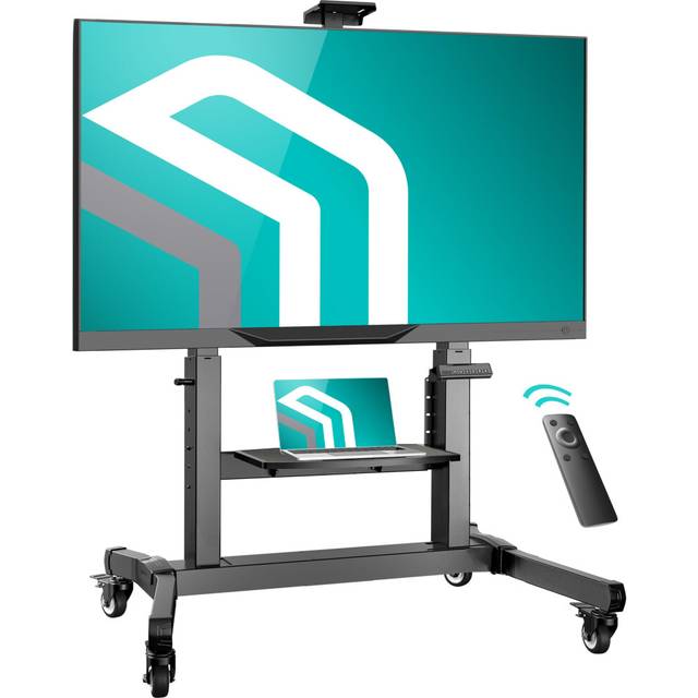 "ONKRON Mobile TV Stand Electric TV Mount for 50"" - 100"" TV, TV Stand Wheels up to 120 kg - Rolling TV Electric TV Lift Mechanism VESA"