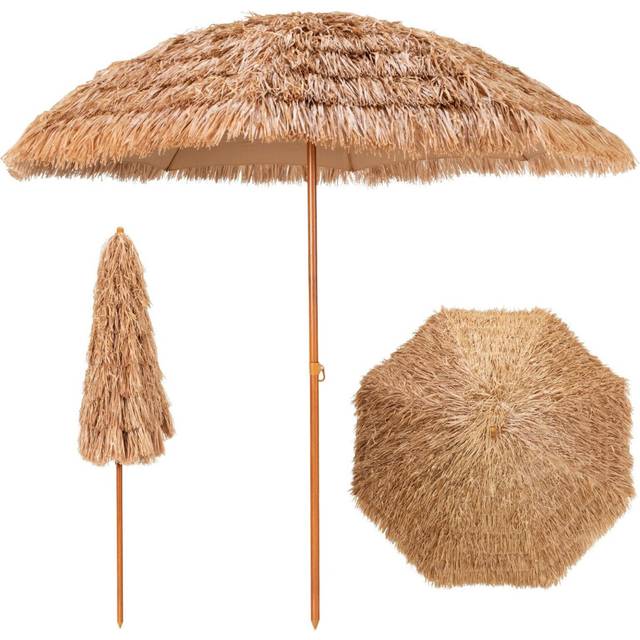 205cm Thatched Tiki Patio Umbrella Hawaiian Hula Beach Umbrella W/ 8 Ribs