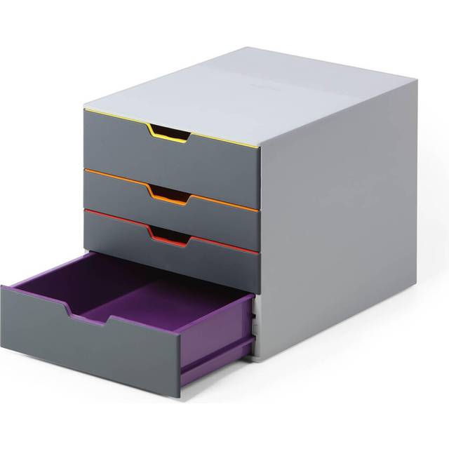 Durable VARICOLOR 4 Drawer Unit | Desktop Drawer Set with 4 Colour Coded Draws | Ideal for Storing Documents and Paper Work