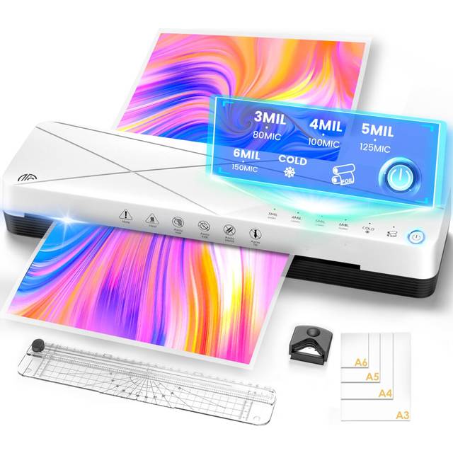 MAXDONE Laminator, Laminator Machine A3 - Smart 6 Modes, Auto Shut Off, 3-6Mil/80-150Mic, Includes 12 Pouches & Paper Trimmer, Laminators for A3 A4 A5