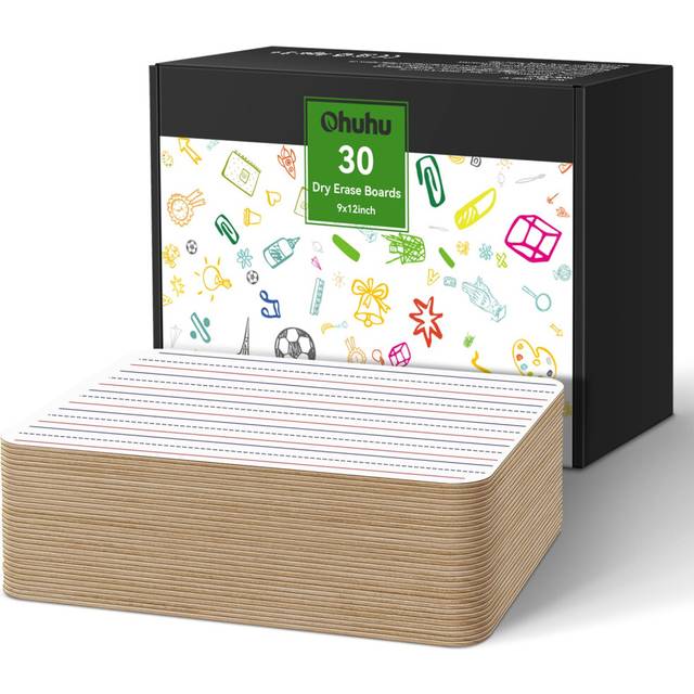 30 Pack Dry Erase Mini Whiteboard A4, Ohuhu 20 x 30 cm Lined Double Sided Small Whiteboard, Portable Whiteboard for Students, Drawing Learning for Kid