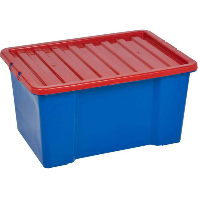 (Dark Blue Box, 3) 50 Litre Coloured Plastic Storage Boxes Container