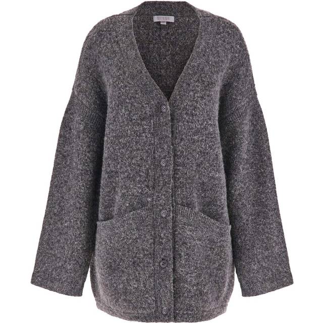 Guess Long Alpaca Wool-Blend Cardigan - Grey - XSS