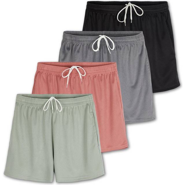 "4 Pack: Women? Plus Size Just My Ladies Active Athletic Performance Quick Dri Fit Mesh Shorts Tennis Casual Workout 4"" Inseam Summer Lounge Yoga Jogg"