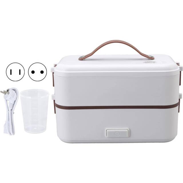 Electric Lunch Box Portable Food Warmer Double Layers Stainless Steel with Removable Compartments Food Container for Home Office Work