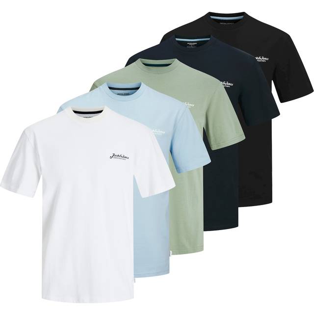 Plus Size 5-pack Tryck T-shirt - Blå - EU5XL US3XL