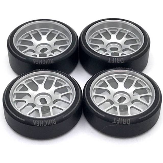 4Pcs Metal Wheel Rim Hard Plastic Drift Tire Tyres for 284131 K969 K989 P929 Mini-Z 1/28 RC Car Upgrades Parts,3