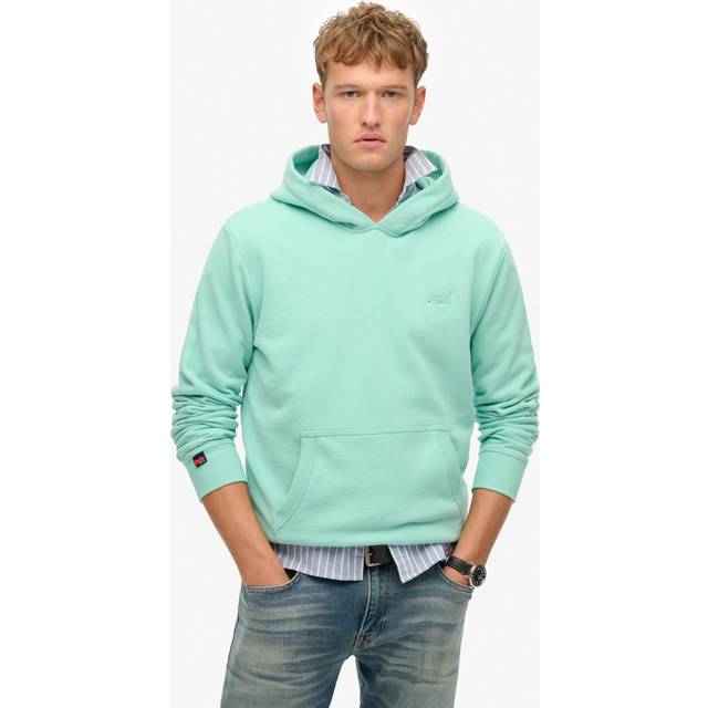 Superdry för män. M2014168A Huvtröja med logotyp Essentialturkos (M), Casual, Bomull, Hållbar - Turkos (M)