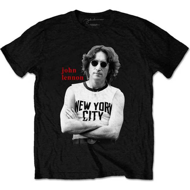 (XL, Black) John Lennon New York City Black & White T Shirt