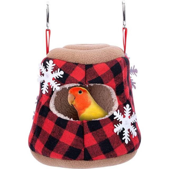 Xmas Bird Nest Winter Bed House Shed Hut Hanging Hammock Cage Tent Plush Hideaway for Hamster Small Pet Parrot