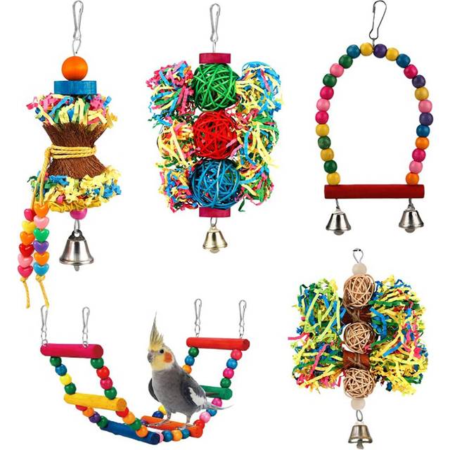 Bird Parakeet Toys Foraging Shredding Toys Parrot Cage Accessories Hanging Toys Bird Swing Bird Ladder for Cockatiel