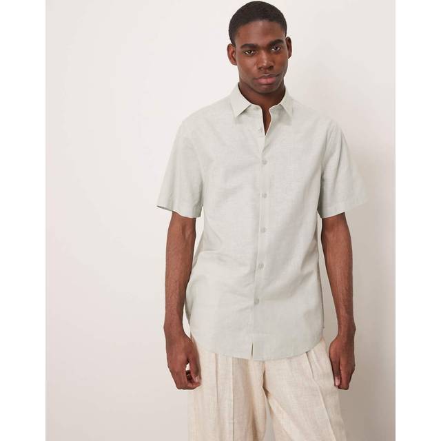 ASOS DESIGN – Mintgrön, formell skjorta i linnemix och regular fit-Grön/a
