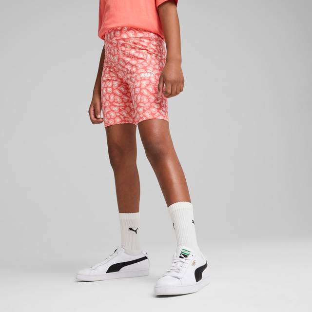 Puma Junior Girls Animal Print Shorts - Pink, Peach Frost, Size 11-12 Years - 11-12 YEARS