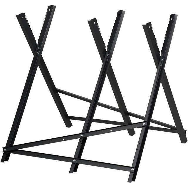 Sawhorse for Chainsaws, Folding, for up to 150 kg, Wood Cutting Stand, Trestle, Steel, 80 x 81 x 83 cm, Black - Relaxdays