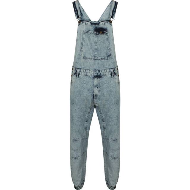 (Blue Wash, XS) Mens Women Denim Dungarees FullLength Bib Overalls