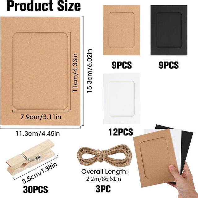 "(30Pcs) 30pcs Cardboard Photo Frames 6""x4"" Hanging Retro Kraft Paper Picture Frame Set"