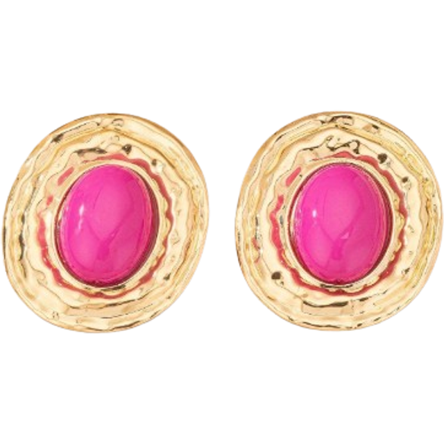 SHEIN 1pair Geometric Textured Oval Shape Inlaid Oval Pearl Vintage Elegant Ear Studs Earrings For Women