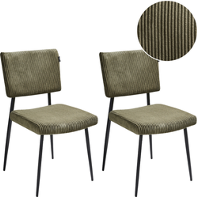 Beliani - Set of 2 Dining Chairs Iron Legs Corduroy Upholstery Olive Green Sturgis