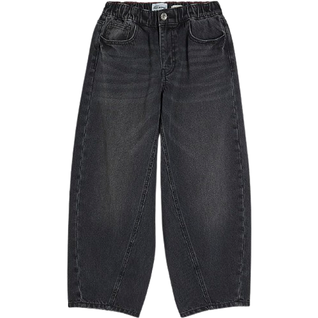 River Island Womens Petite Black Elasticated Barrel Jeans - 16XS
