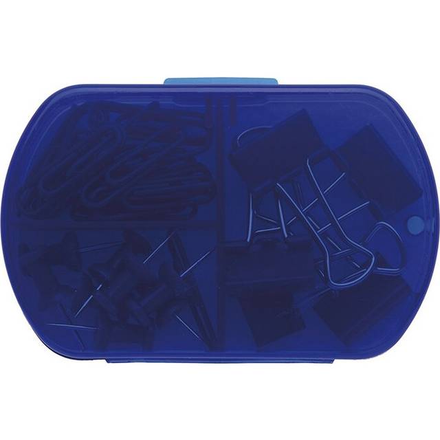 (Blue) Stationary Set Paper Bulldog Clips Push Pins