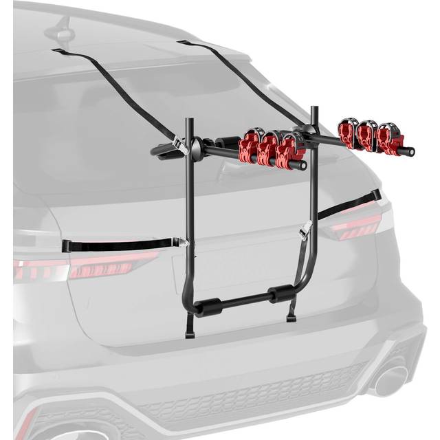 Wiltec Rear Mounted Car Bike Rack 45 kg Holds 3 Bicycles, Cycle Carrier with 6 Straps and Foam Padding for Vehicle Protection, Universal Fit for H...