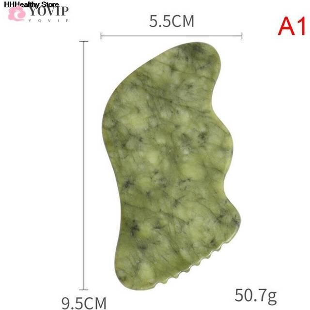 (a-as picture) 1Pc Gouache Scraper White Jade Gua Sha Board Natural Stone Scraping Massage Tool For Body and Face Relaxation Detox Beauty Care
