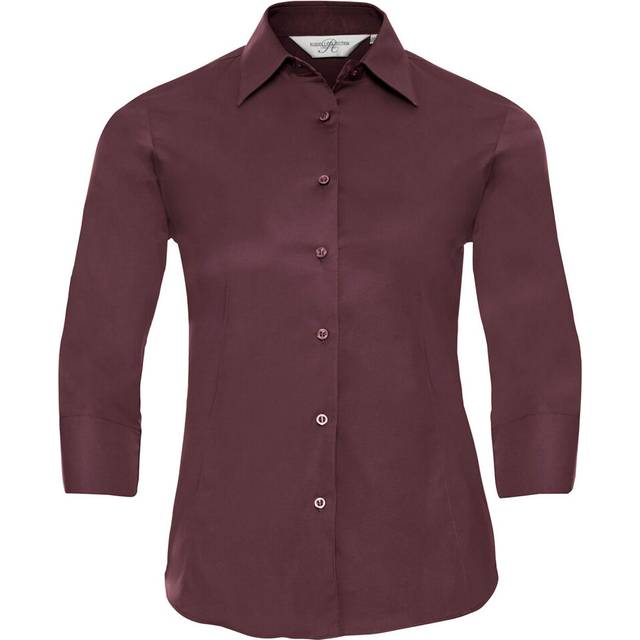 (8 UK, Port) Russell Collection Womens/Ladies Easy-Care Fitted 3/4 Sleeve Shirt