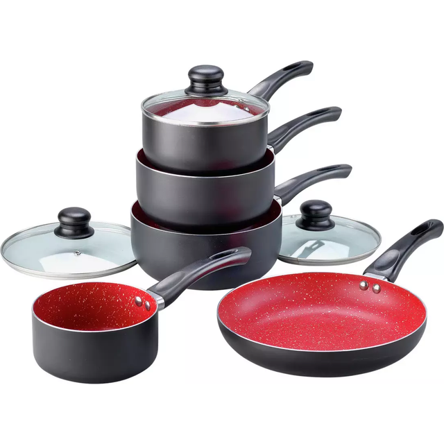Russell Hobbs Red Stone Aluminium 5 Piece Pan Set - Black