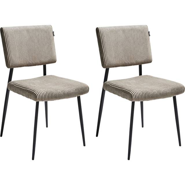 Beliani - Set of 2 Dining Chairs Iron Legs Corduroy Upholstery Taupe Sturgis