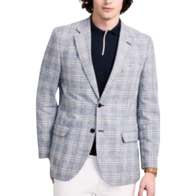 Nautica Men's Modern Fit Tweed Plaid Sport Coat Blue Plaid - Size: 40 Regular