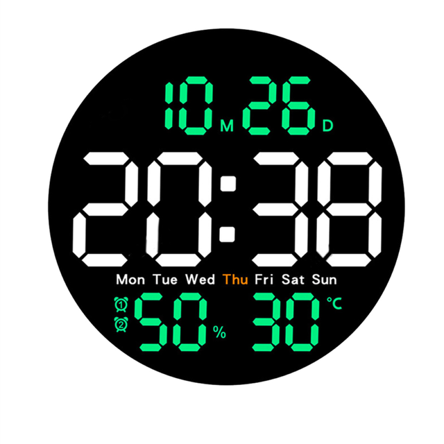 10Inch Temperature Humidity Digital Wall Clock Orange