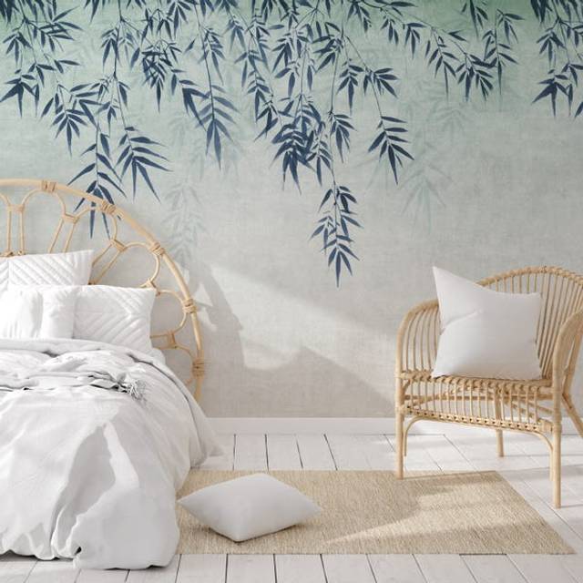 Ombre Leaf Wall Mural - Charm Blue
