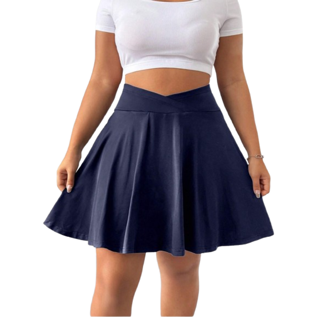 Calvaya Plus Size Plain Color Casual Mini Skirt Shorts, Versatile