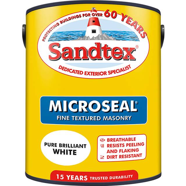 Sandtex Fine Textured Masonry Paint 10L Pure Brilliant White