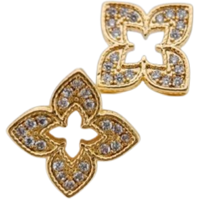 SHEIN 1pair Luxury Hollow Out Micro Inlaid Full Zirconia Four-Leaf Clover Stud Earrings Valentines,Mom,Mother,Mother&#39;s Day,Gift
