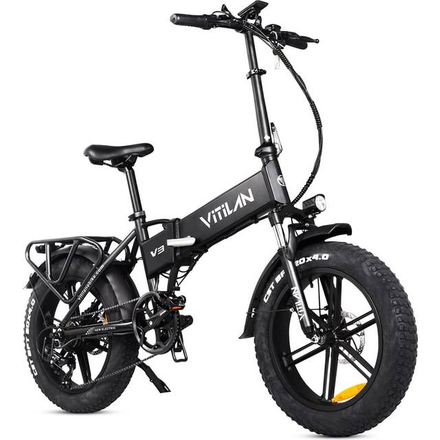 Vitilan V3 2.0, Hopfällbar Elcykel 20'' Feta Däck Pendlarcykel för Vuxen 750W 48V13AH svart