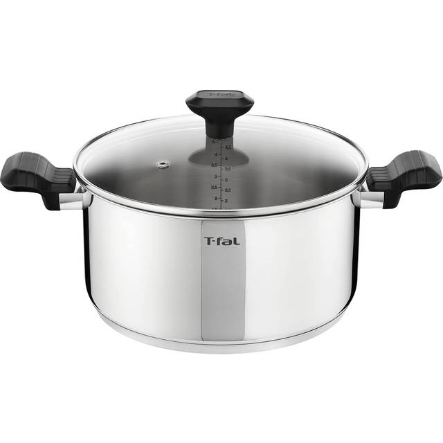 Tefal Comfort Max 24cm Stainless Steel Stewpot ? Durable Casserole Dish with Glass Lid, Induction Compatible, Ergonomic Stay-Cool Handles, Dishwasher