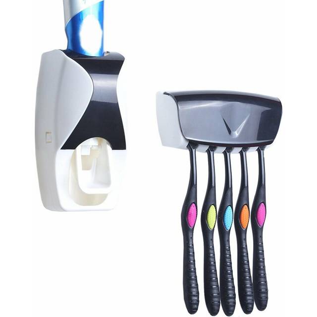 Automatic Bathroom Wall Mounted Toothpaste Dispenser With Five Toothbrush Holder