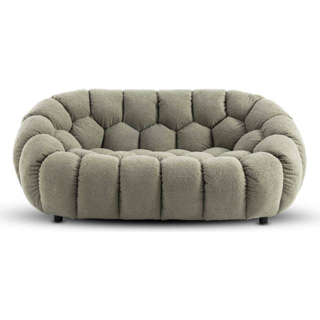 Low-Profile Boucle Brosen Sofa - Sage Green (68cm H X 175cm W X 98cm D)