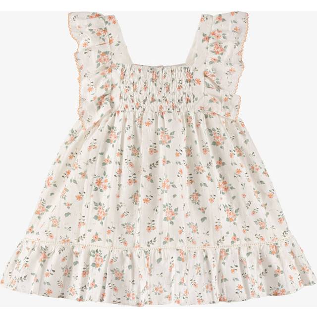 Dr. Kid Baby Girls Ivory Cotton Smocked Floral Dress - 9 month