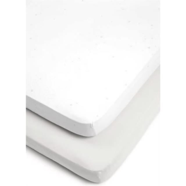 Mothercare Grey Bedside Crib Fitted Sheets - 2 pack