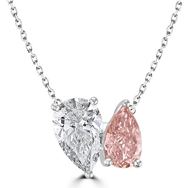 18ct white gold 'Toi et Moi' laboratory grown diamond 2.6ct pendant in pink and white