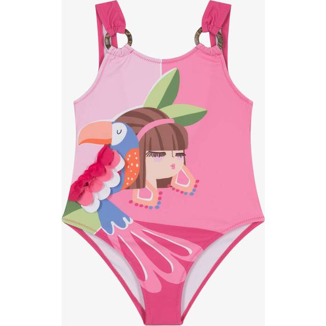 Mayoral Girls Pink Parrot Ruffle Swimsuit - 6 year