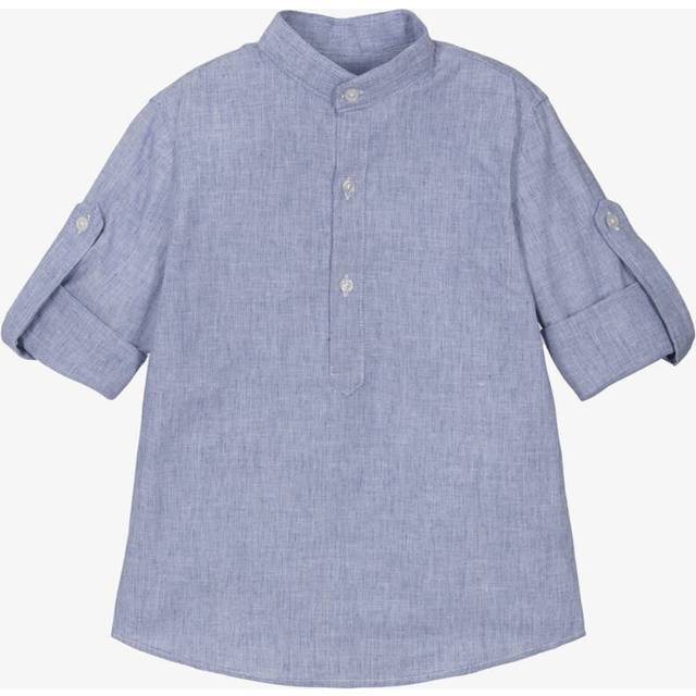 Dr. Kid Junior Boys Blue Cotton & Linen Collarless Shirt - 6 year