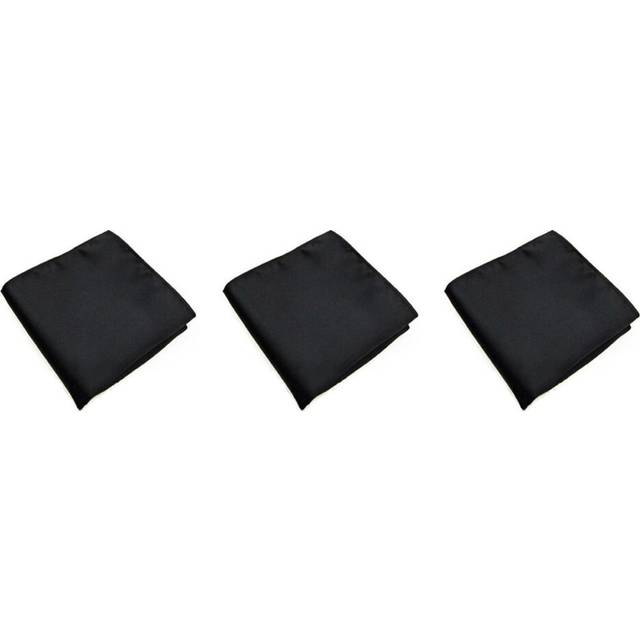 3X Men's Pocket Hanky Plain Color Wedding Party Square Hankerchief (Black)
