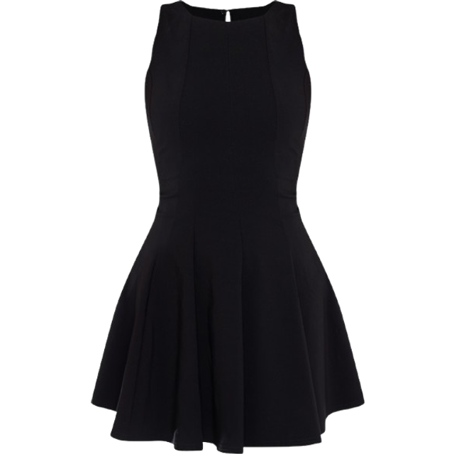 Black Stretch Woven Racer Pleated Shift Dress, Black - 14
