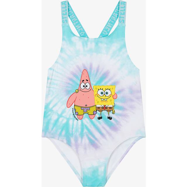 Stella Mccartney Kids Girls Blue Spongebob Swimsuit (Upf50+) - 8 year